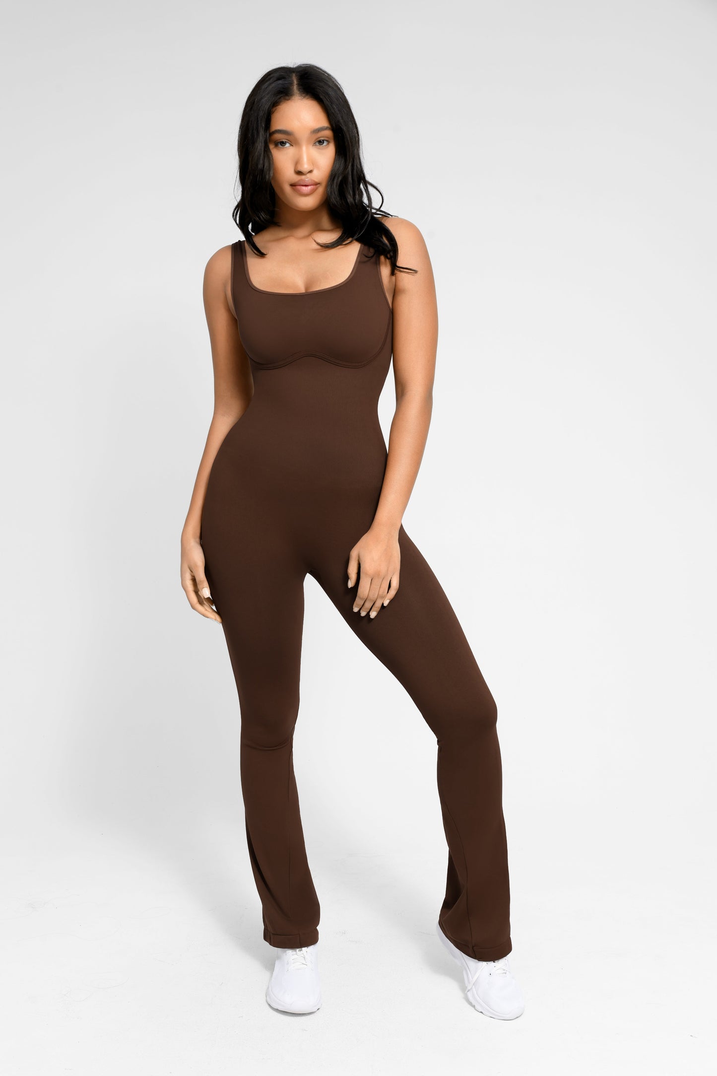 Lush Flare Contour Jumpsuit Dames - Ultiem Comfort, Flared Pijpen & Vierkante Halslijn