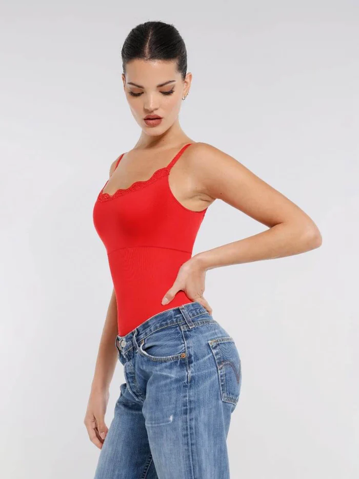 Lush ContourLace Dames Bodysuit Naadloze Cami met Kantdetails Perfect Comfort