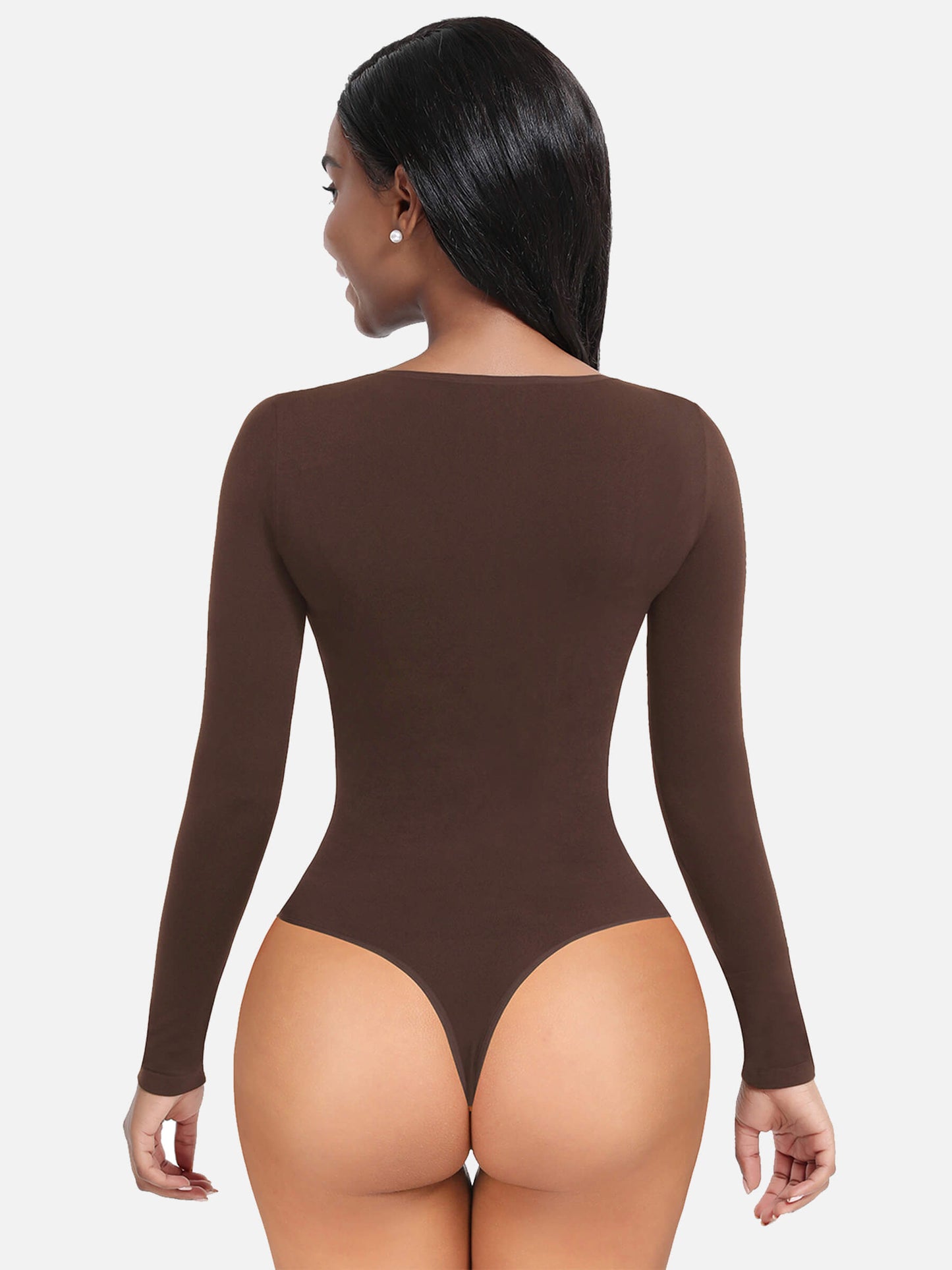 Lush SculptEase Lange Mouw Corrigerende Thong Bodysuit: Naadloos, Comfortabel, Vormgevend