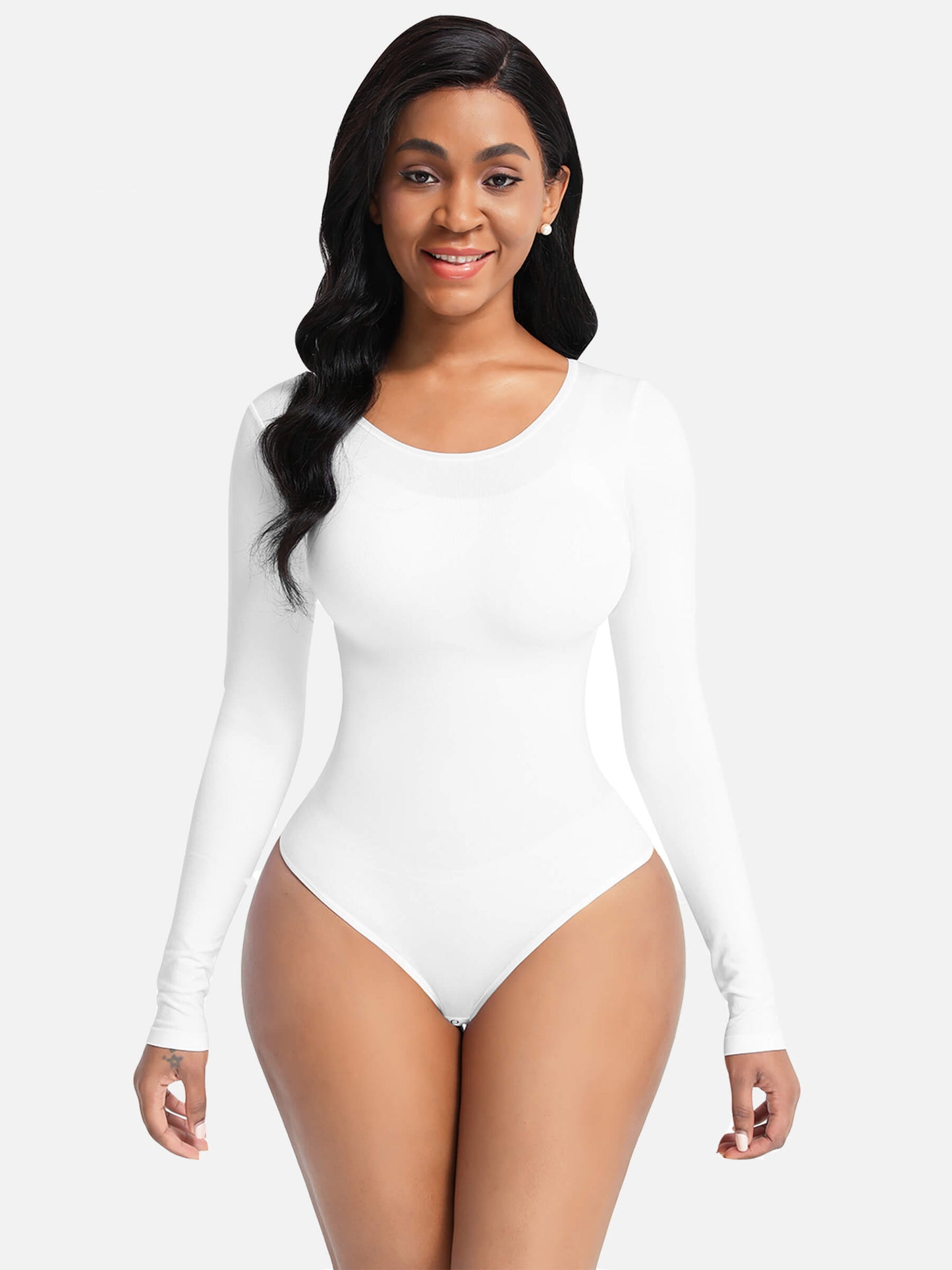 Lush SculptEase Lange Mouw Corrigerende Thong Bodysuit: Naadloos, Comfortabel, Vormgevend