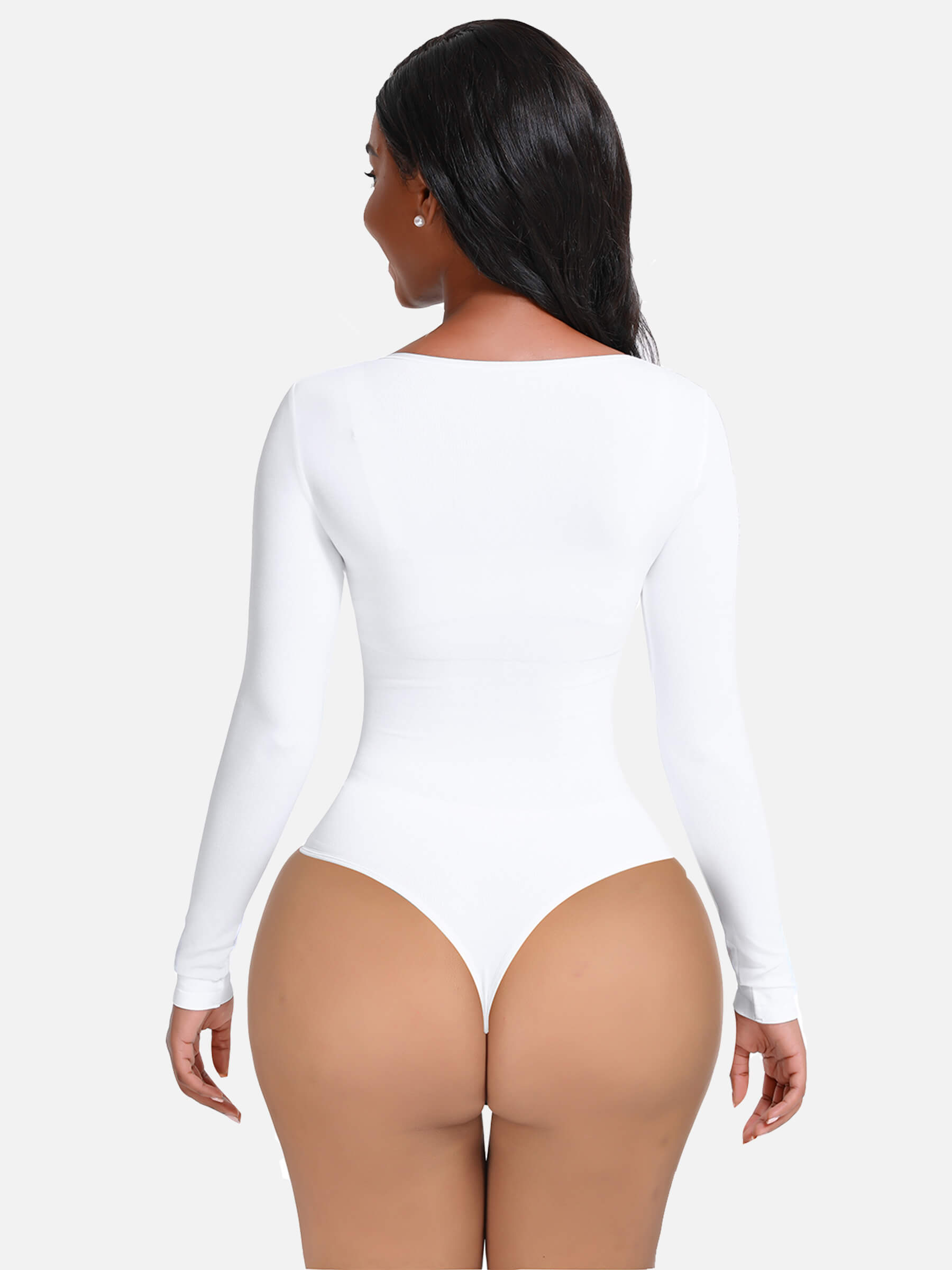 Lush SculptEase Lange Mouw Corrigerende Thong Bodysuit: Naadloos, Comfortabel, Vormgevend