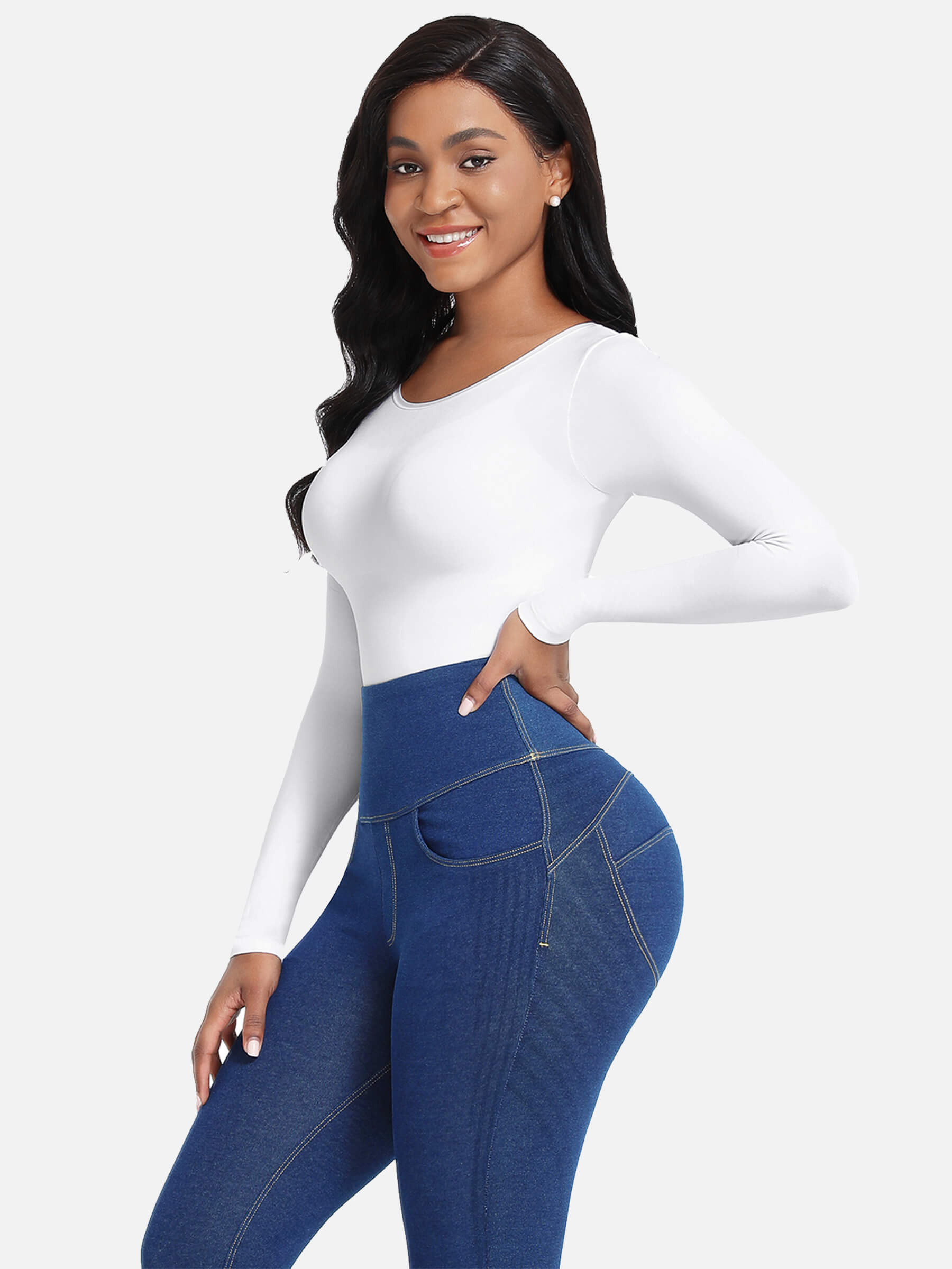 Lush SculptEase Lange Mouw Corrigerende Thong Bodysuit: Naadloos, Comfortabel, Vormgevend