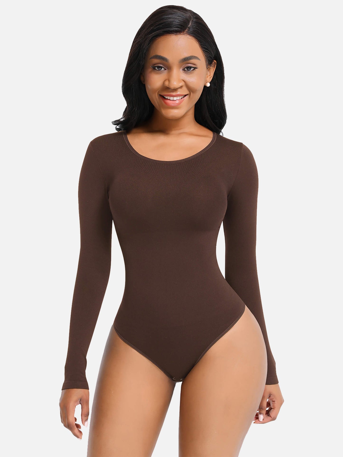 Lush SculptEase Lange Mouw Corrigerende Thong Bodysuit: Naadloos, Comfortabel, Vormgevend