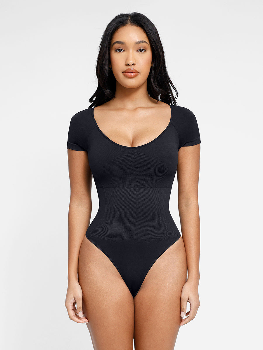 Lush CoreSculpt Naadloze Corrigerende Bodysuit Korte Mouw Comfortabel Figuurvormend