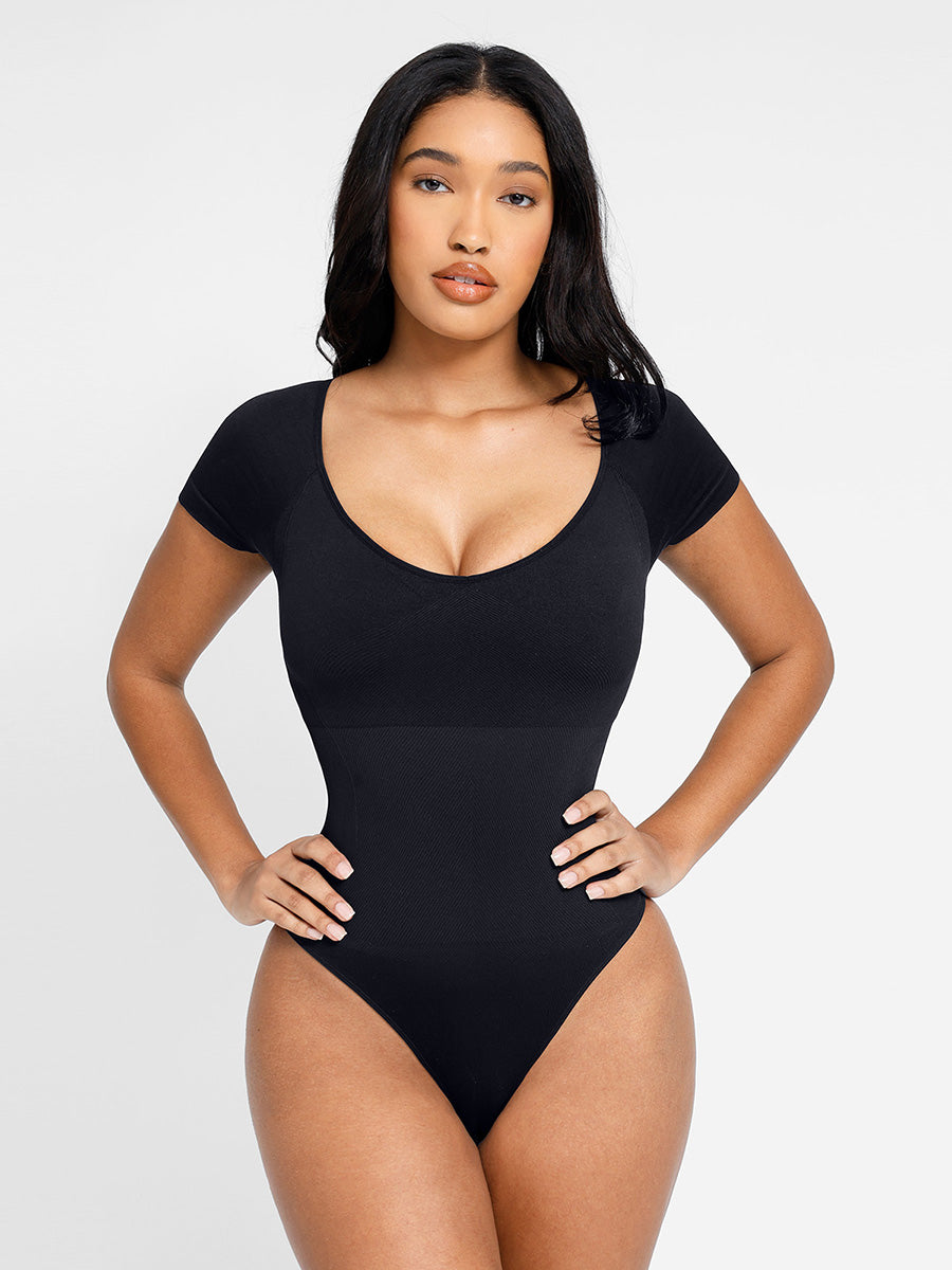 Lush CoreSculpt Naadloze Corrigerende Bodysuit Korte Mouw Comfortabel Figuurvormend