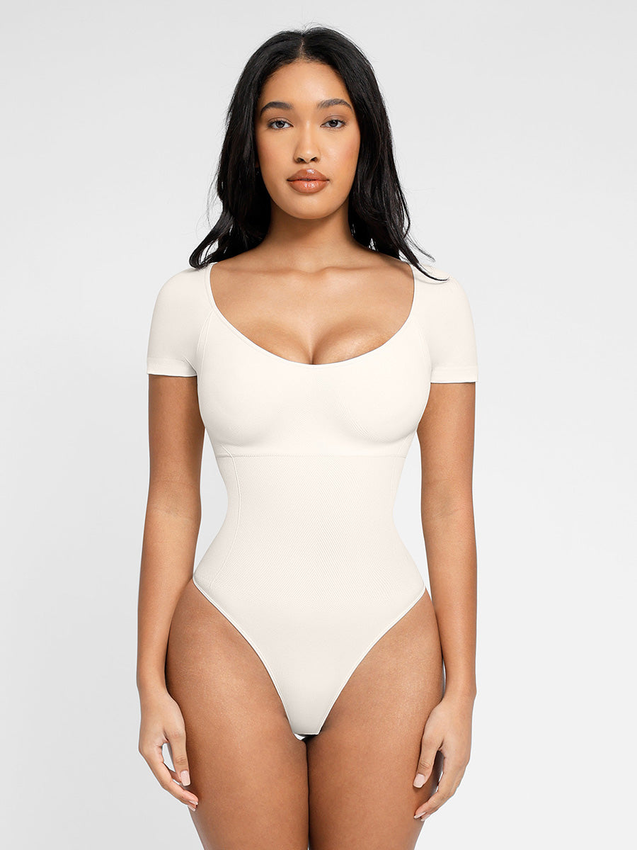 Lush CoreSculpt Naadloze Corrigerende Bodysuit Korte Mouw Comfortabel Figuurvormend