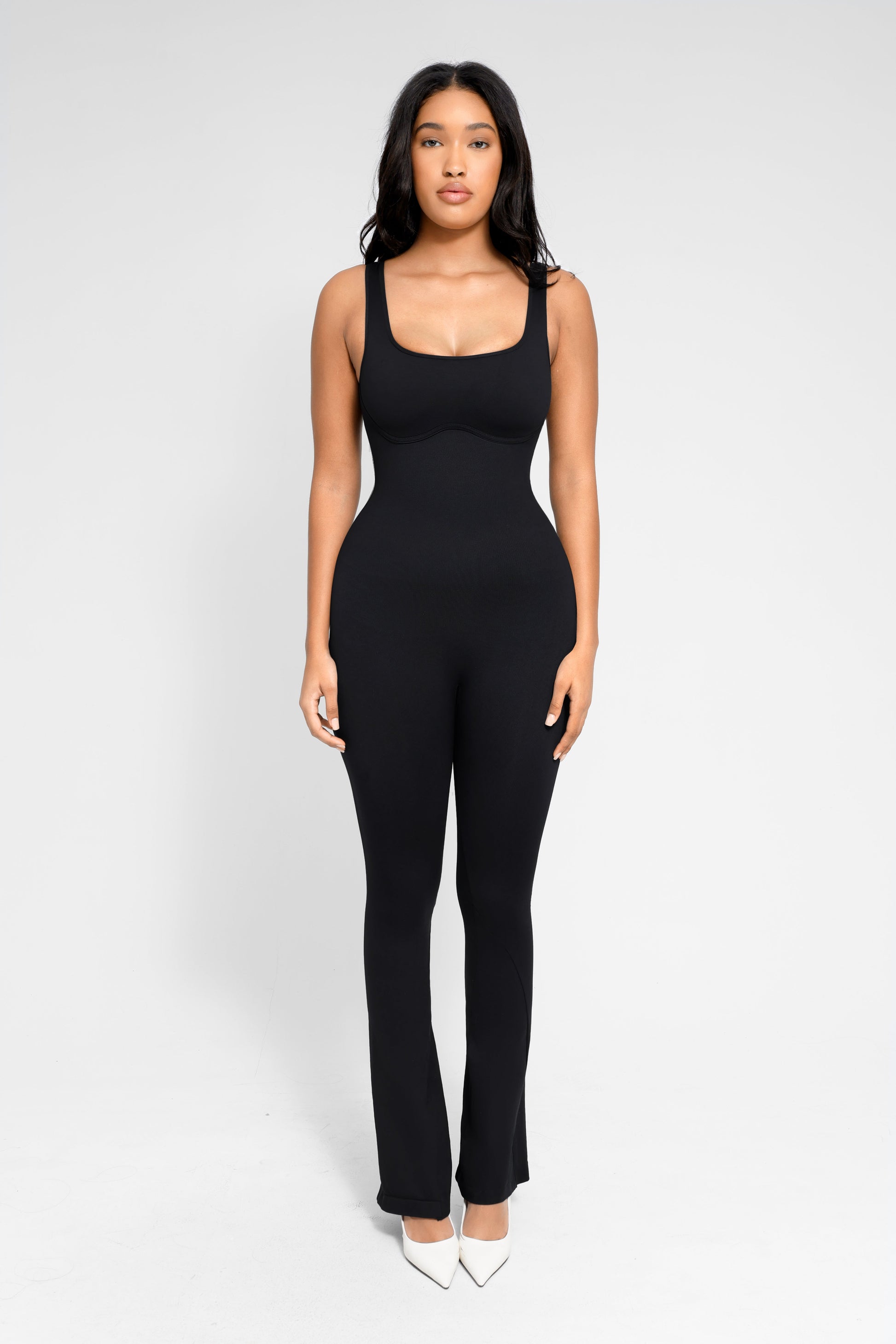 Lush Flare Contour Jumpsuit Dames - Ultiem Comfort, Flared Pijpen & Vierkante Halslijn