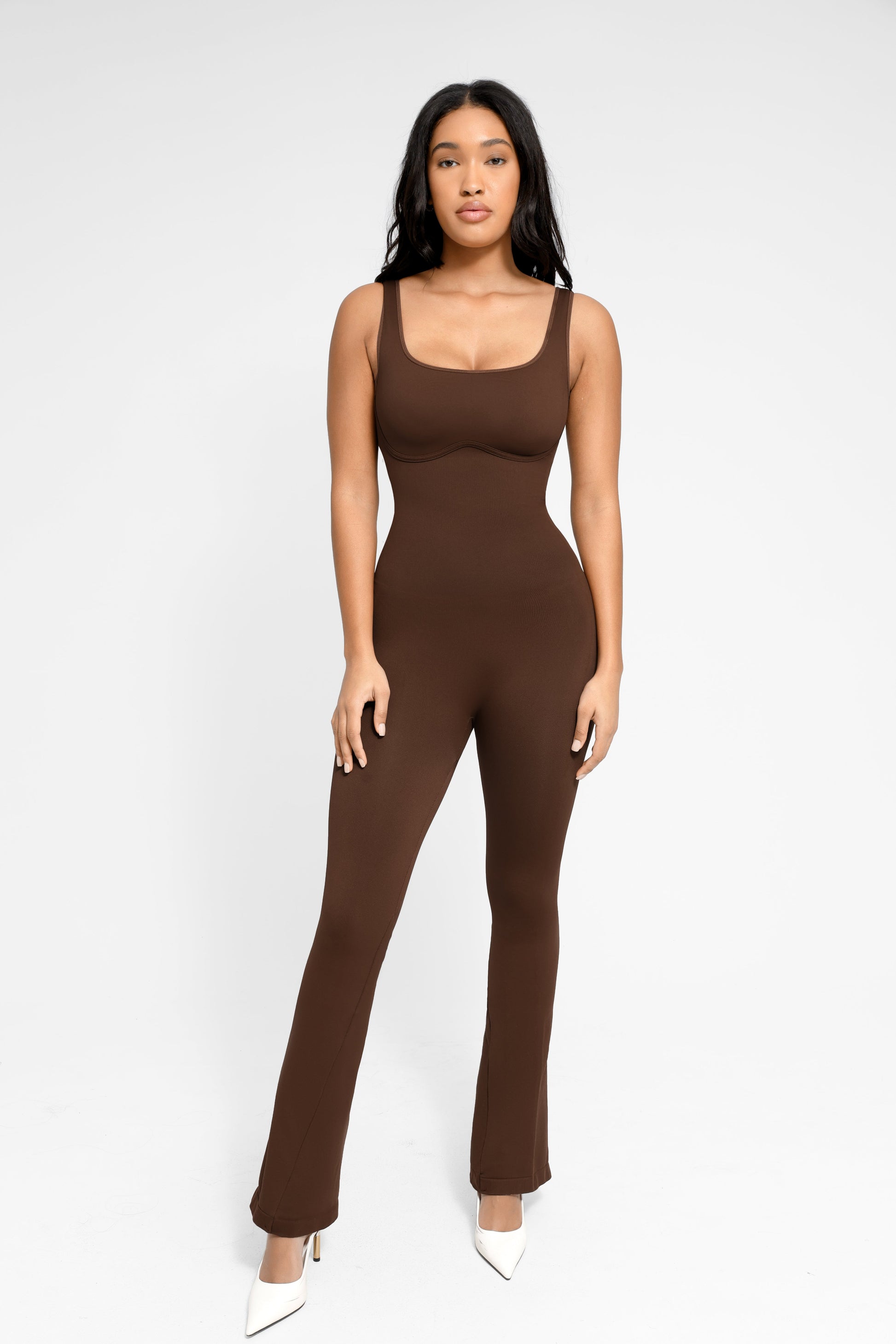 Lush Flare Contour Jumpsuit Dames - Ultiem Comfort, Flared Pijpen & Vierkante Halslijn