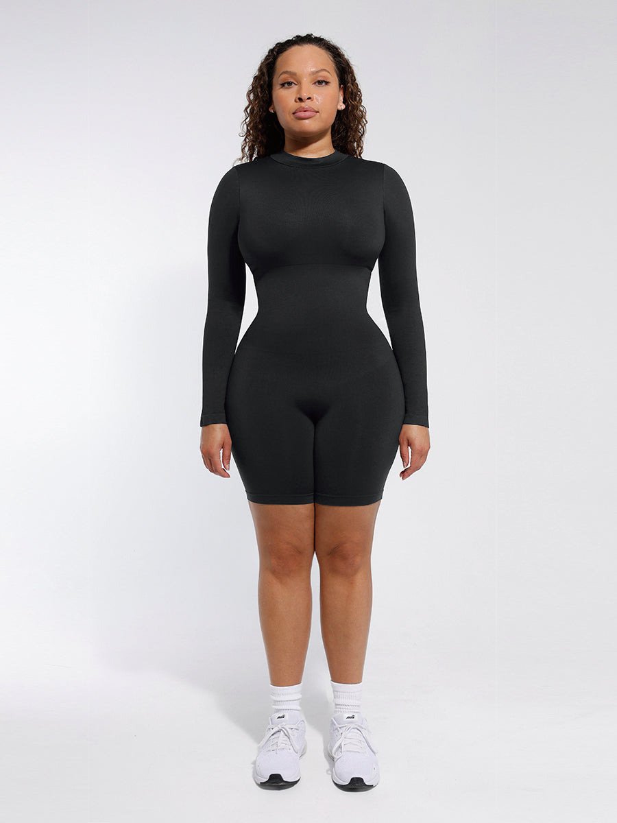 Lush Sculpt Lange Mouw Shapewear Jumpsuit: Naadloos, Comfortabel & Elegant Figuur