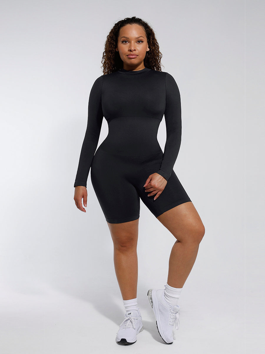 Lush Sculpt Lange Mouw Shapewear Jumpsuit: Naadloos, Comfortabel & Elegant Figuur