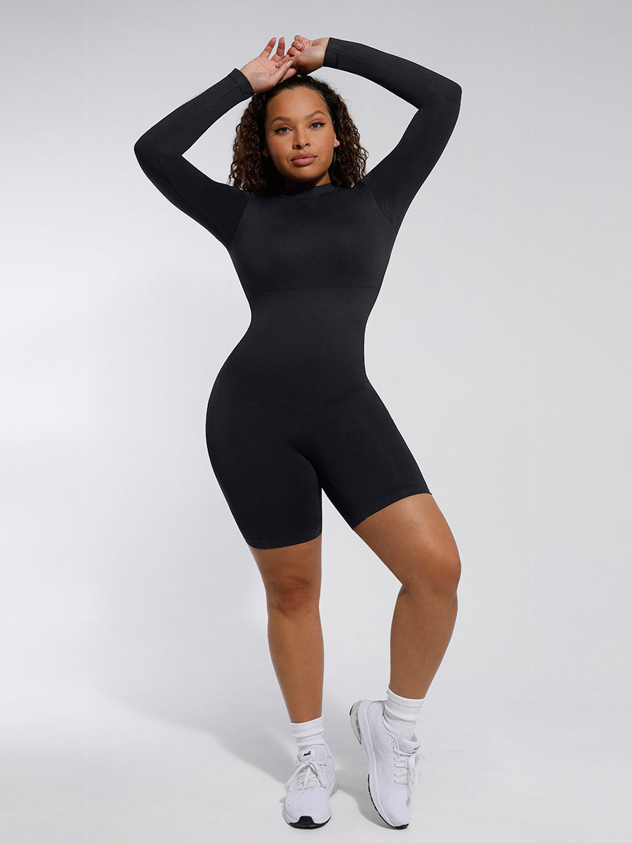 Lush Sculpt Lange Mouw Shapewear Jumpsuit: Naadloos, Comfortabel & Elegant Figuur