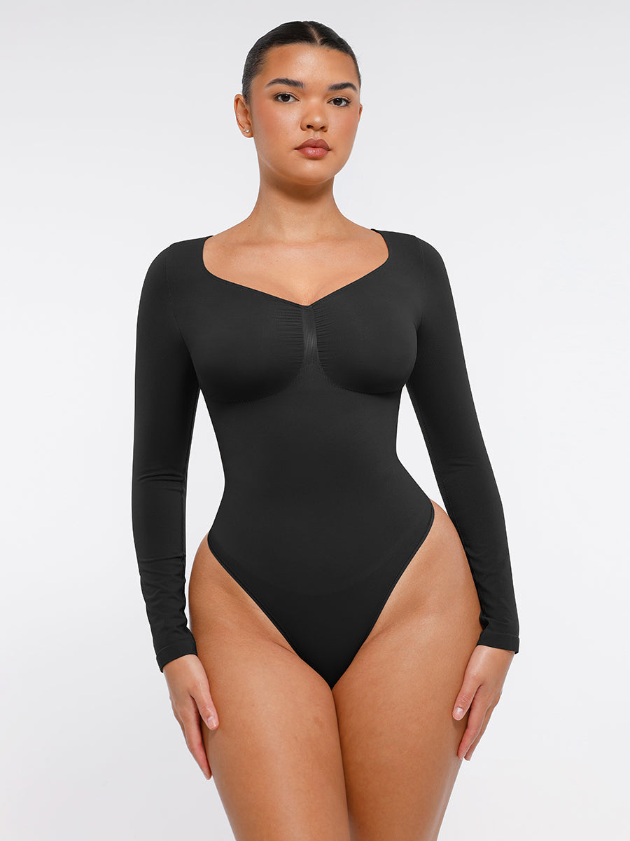 Lush Naadloze Bodysuit Lange Mouwen Buikcontrole - Comfortabele String Figuurvormende Top