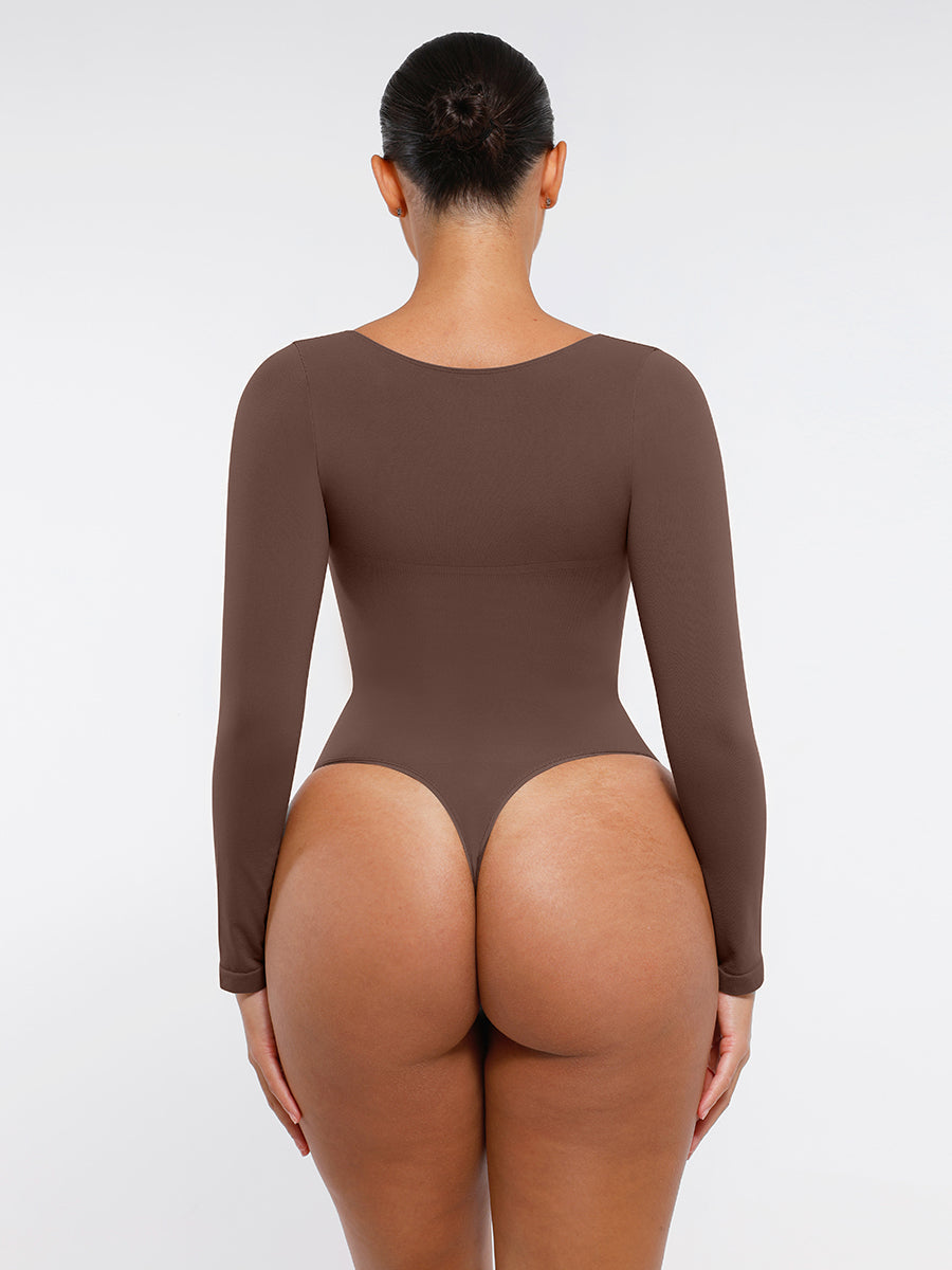 Lush Naadloze Bodysuit Lange Mouwen Buikcontrole - Comfortabele String Figuurvormende Top