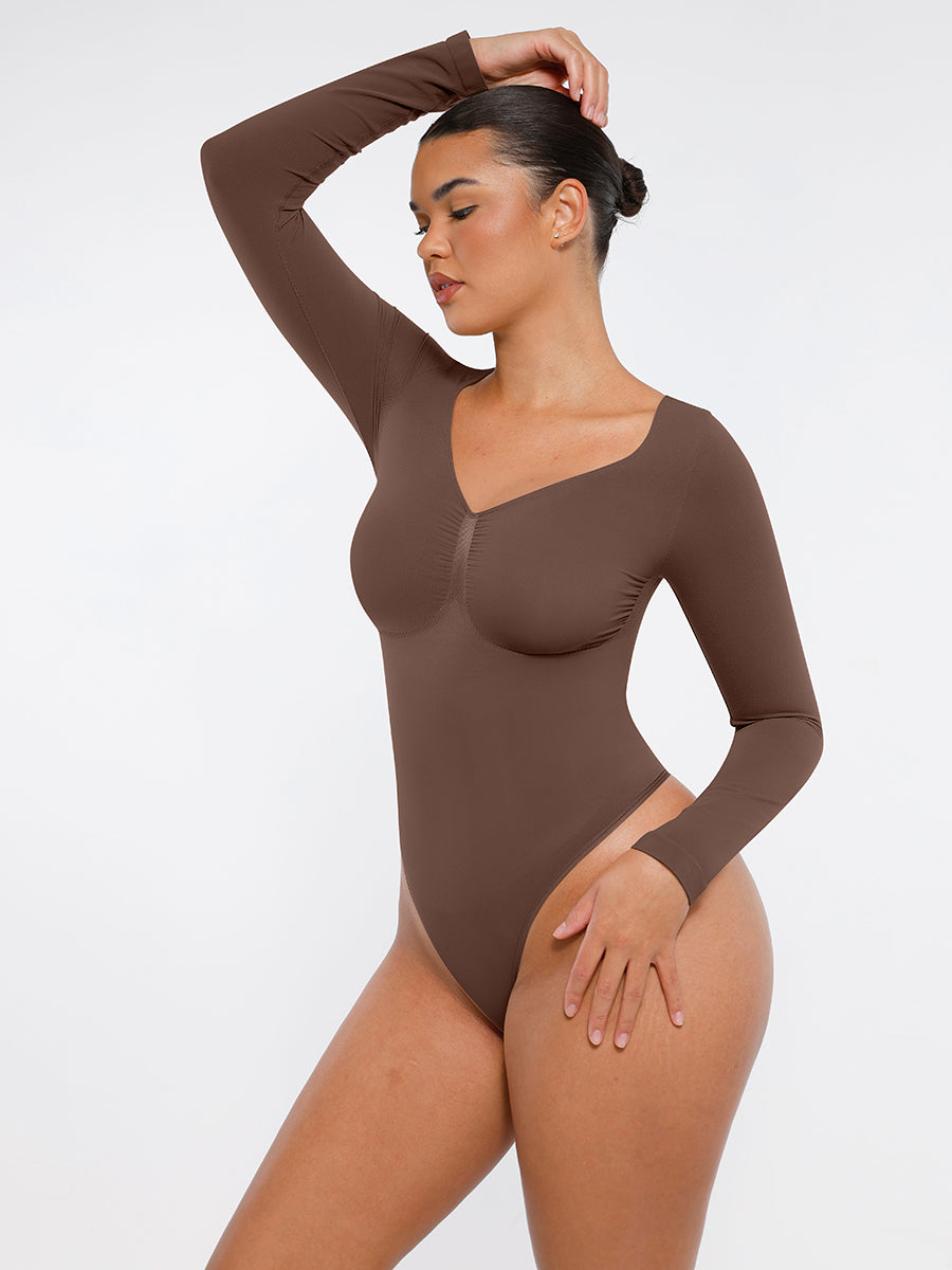 Lush Naadloze Bodysuit Lange Mouwen Buikcontrole - Comfortabele String Figuurvormende Top