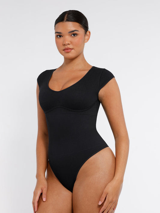 Lush SilhouetteSculpt Naadloze Diepe V-hals Corrigerende Bodysuit - Vloeiend & Slank Silhouet