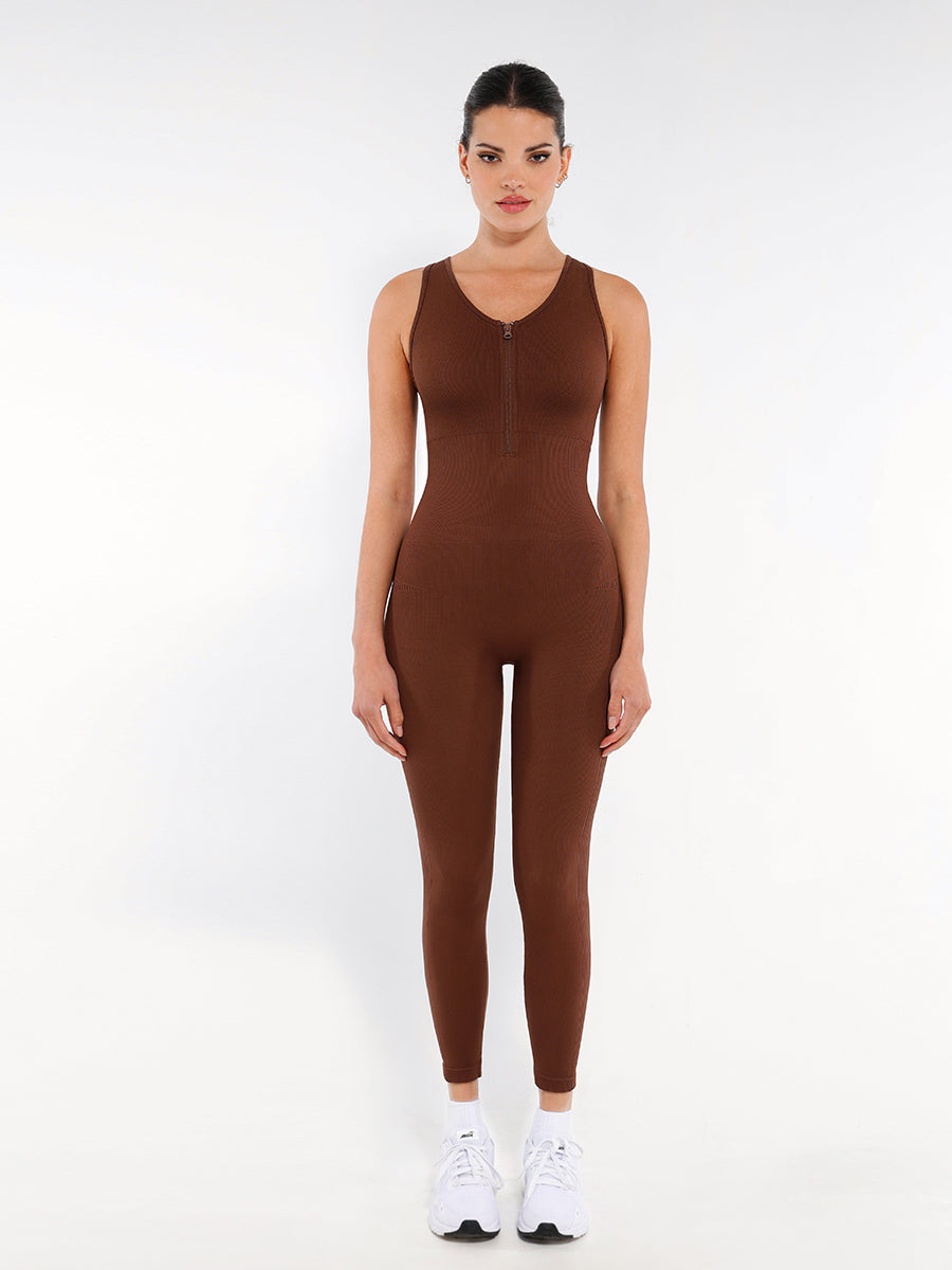 Lush Naadloze Corrigerende Jumpsuit met Rits voor Ultiem Comfort & Stijl