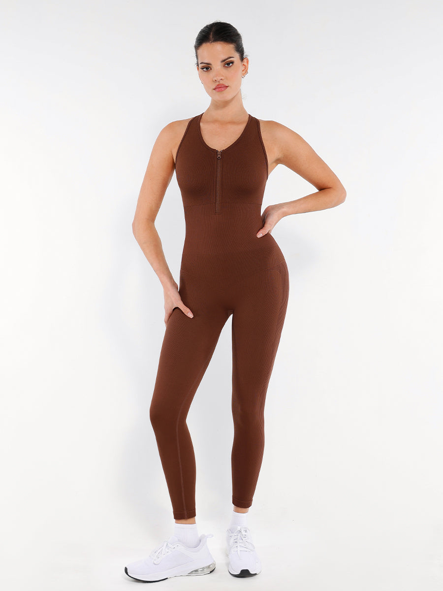Lush Naadloze Corrigerende Jumpsuit met Rits voor Ultiem Comfort & Stijl