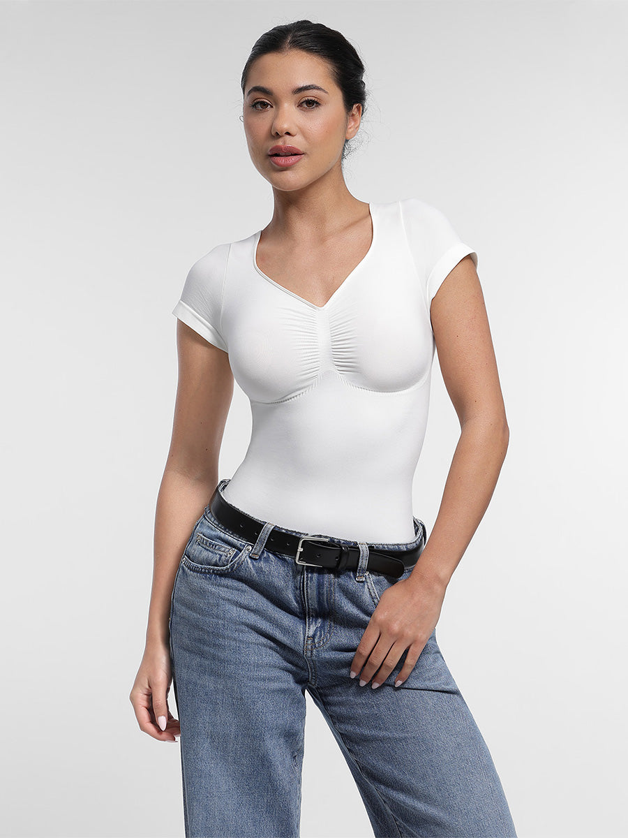 Lush CurveTee Naadloze Vormgevende T-Shirt Bodysuit: Comfortabel Liftend & Corrigerend Effect