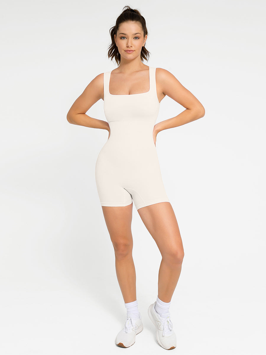 Lush Form Naadloze Shapewear Romper: Comfortabel, Flatterend, Stijlvol Jumpsuit met Vierkante Hals