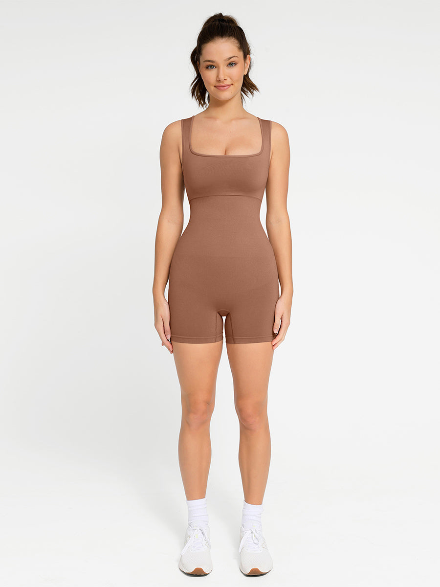 Lush Form Naadloze Shapewear Romper: Comfortabel, Flatterend, Stijlvol Jumpsuit met Vierkante Hals