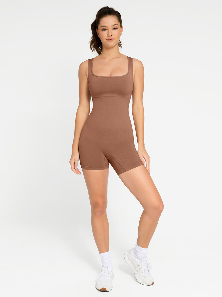 Lush Form Naadloze Shapewear Romper: Comfortabel, Flatterend, Stijlvol Jumpsuit met Vierkante Hals