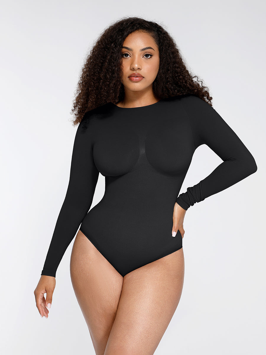 Lush SculptEase Corrigerende Bodysuit Lange Mouw: Naadloze Buikcontrole Shapewear voor Vrouwen