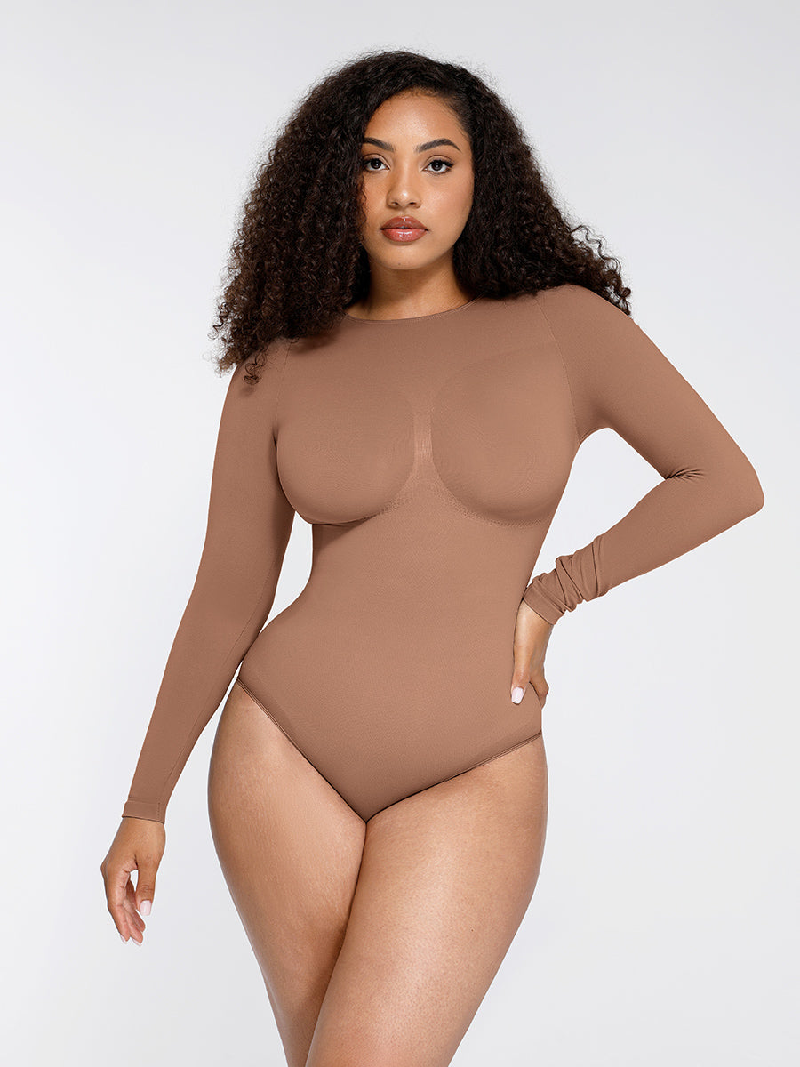 Lush SculptEase Corrigerende Bodysuit Lange Mouw: Naadloze Buikcontrole Shapewear voor Vrouwen