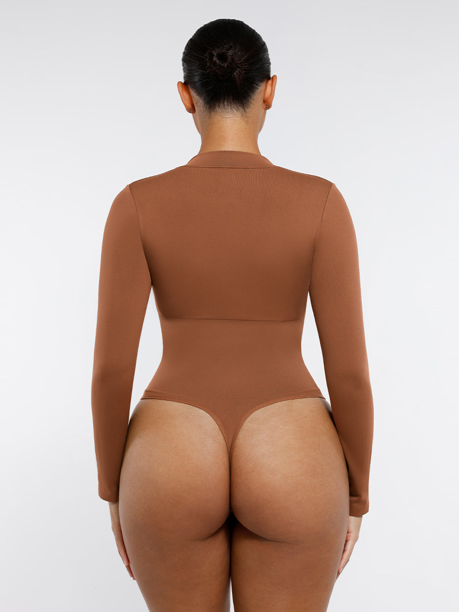 Lush ContourZip Bodysuit Lange Mouw Rits String: Perfecte Pasvorm, Comfortabele Stretch