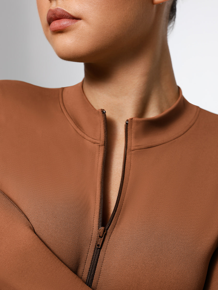 Lush ContourZip Bodysuit Lange Mouw Rits String: Perfecte Pasvorm, Comfortabele Stretch