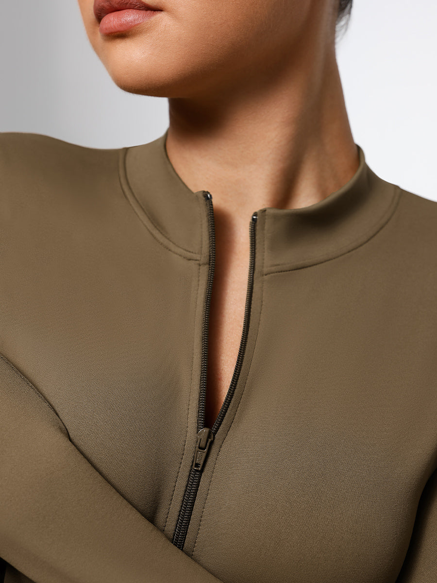 Lush ContourZip Bodysuit Lange Mouw Rits String: Perfecte Pasvorm, Comfortabele Stretch